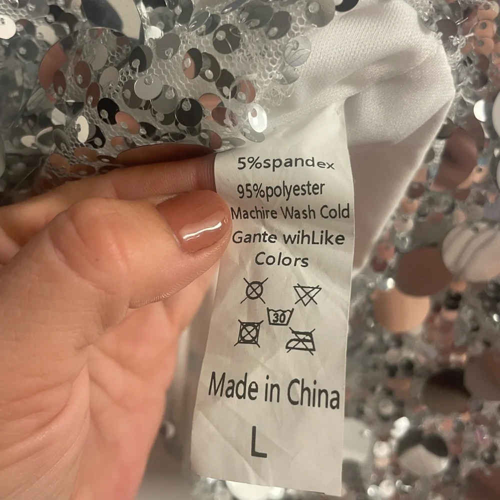 Size Large Disco Ball Mini Skirt, Side Zip Extra Stretch - Picture 4 of 4